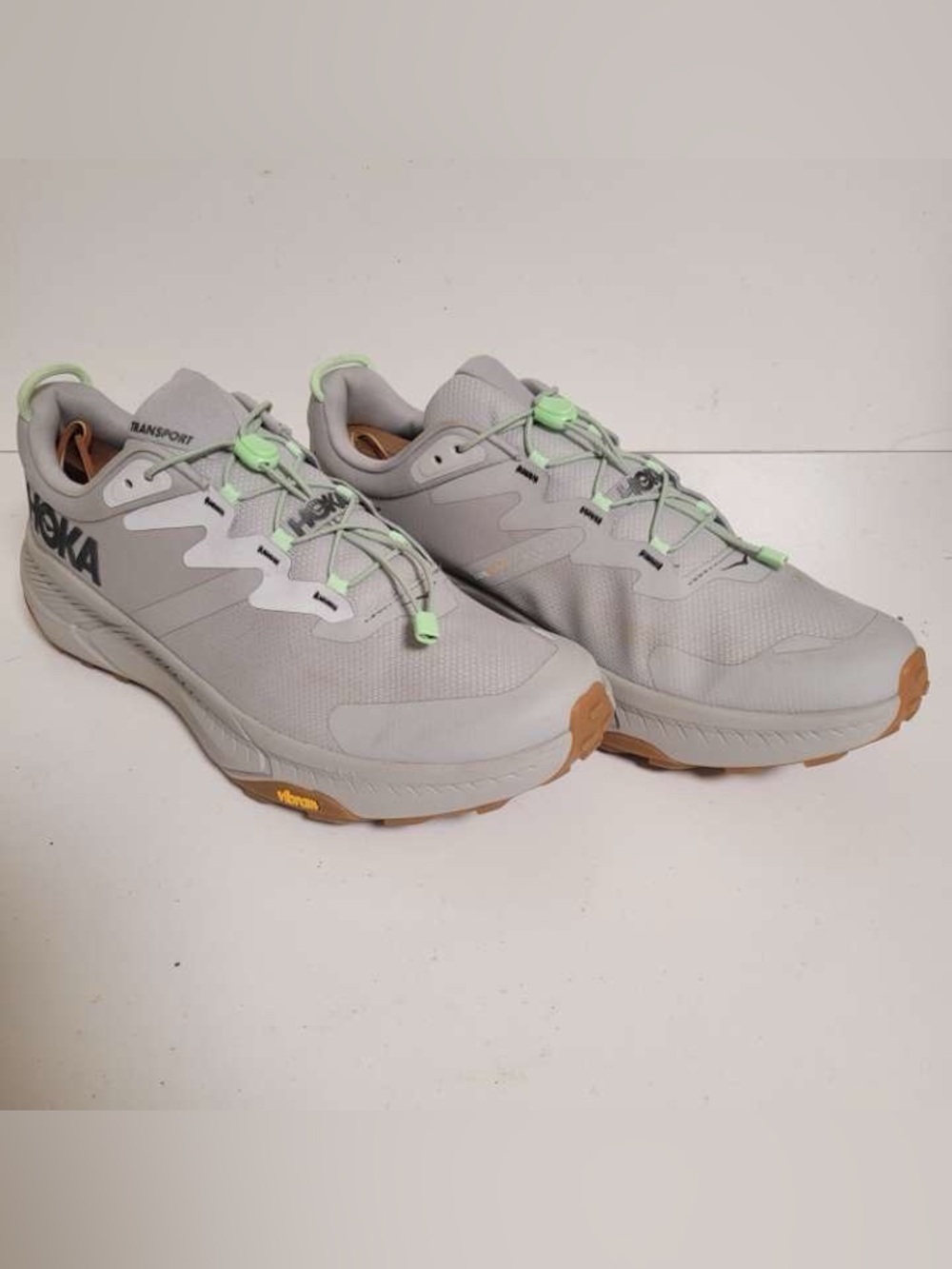 Men’s Hoka One One Transport Gray Lime Green Athletic Sneakers Shoes Size 13 - Picture 2 of 10